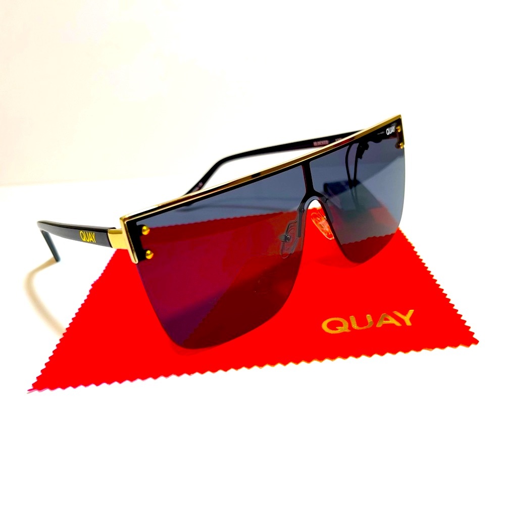 Quay Australia Blocked Gold Smoke Sunglasses ID:41774
